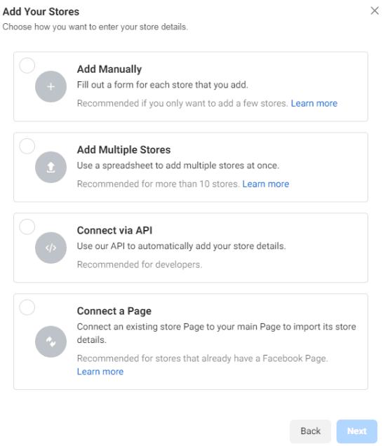 Create store addresses on Facebook