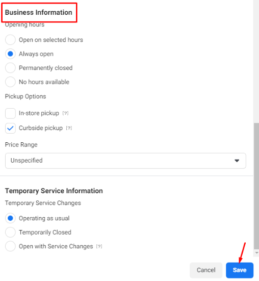 Create store addresses on Facebook