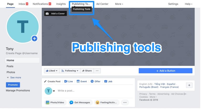 Facebook publishing tools that are used