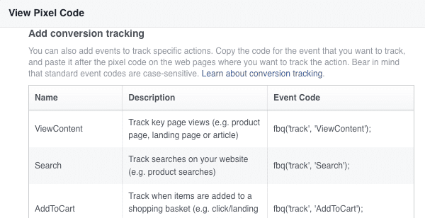 Track conversions on Facebook