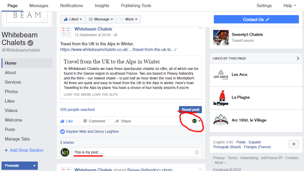 Facebook page
