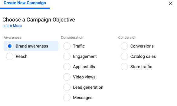 Types of campaigns on Facebook